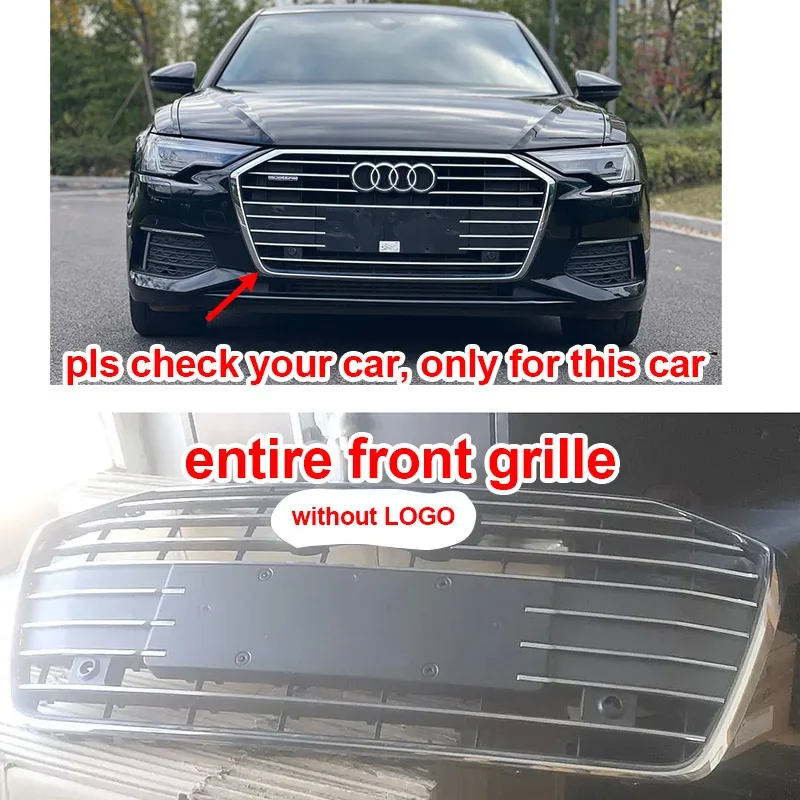 

For AUDI A6L C8 2019-2023 Front Grille Chromium Plated Decorative Frame Replace Original Part