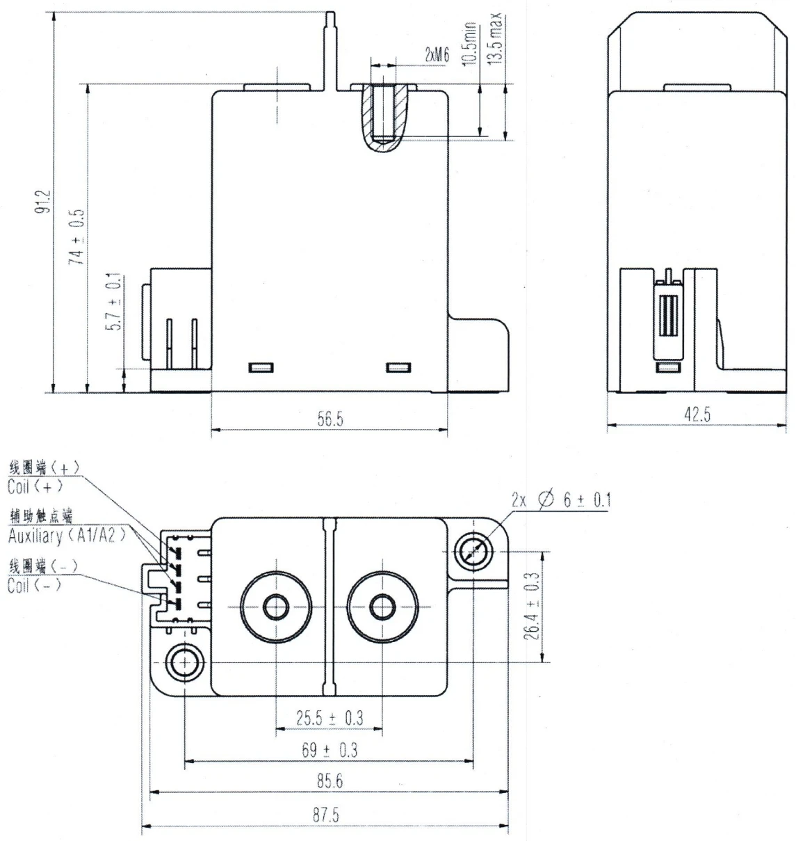 250A 1500V  contactor relay for electric vehicle charging and battery energy storage systems