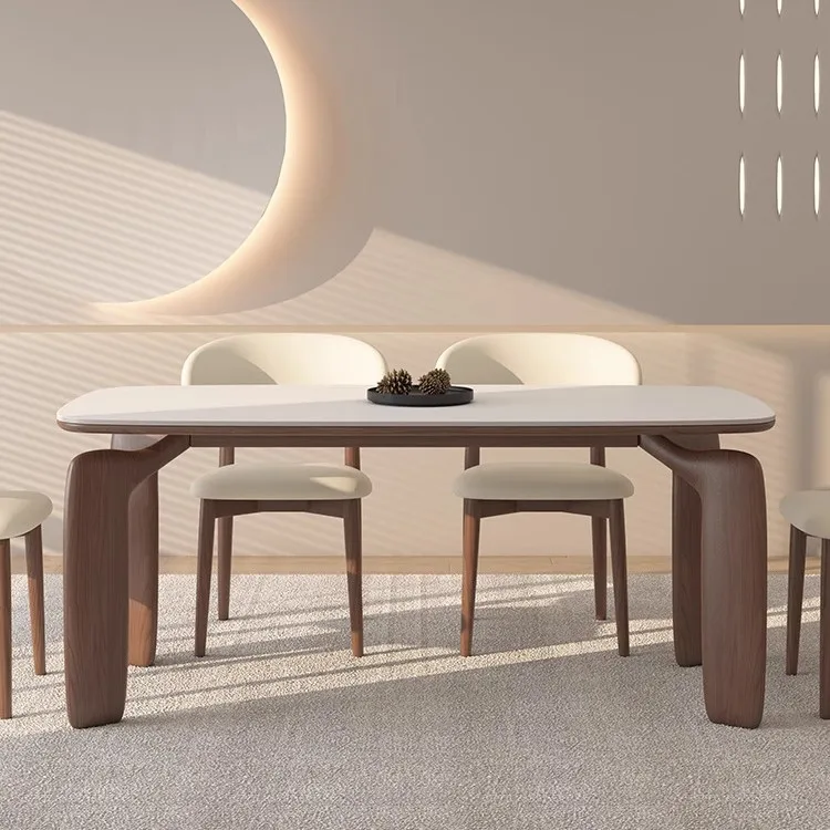 French retro rock slab dining table and chair combination modern simple small apartment family dining table