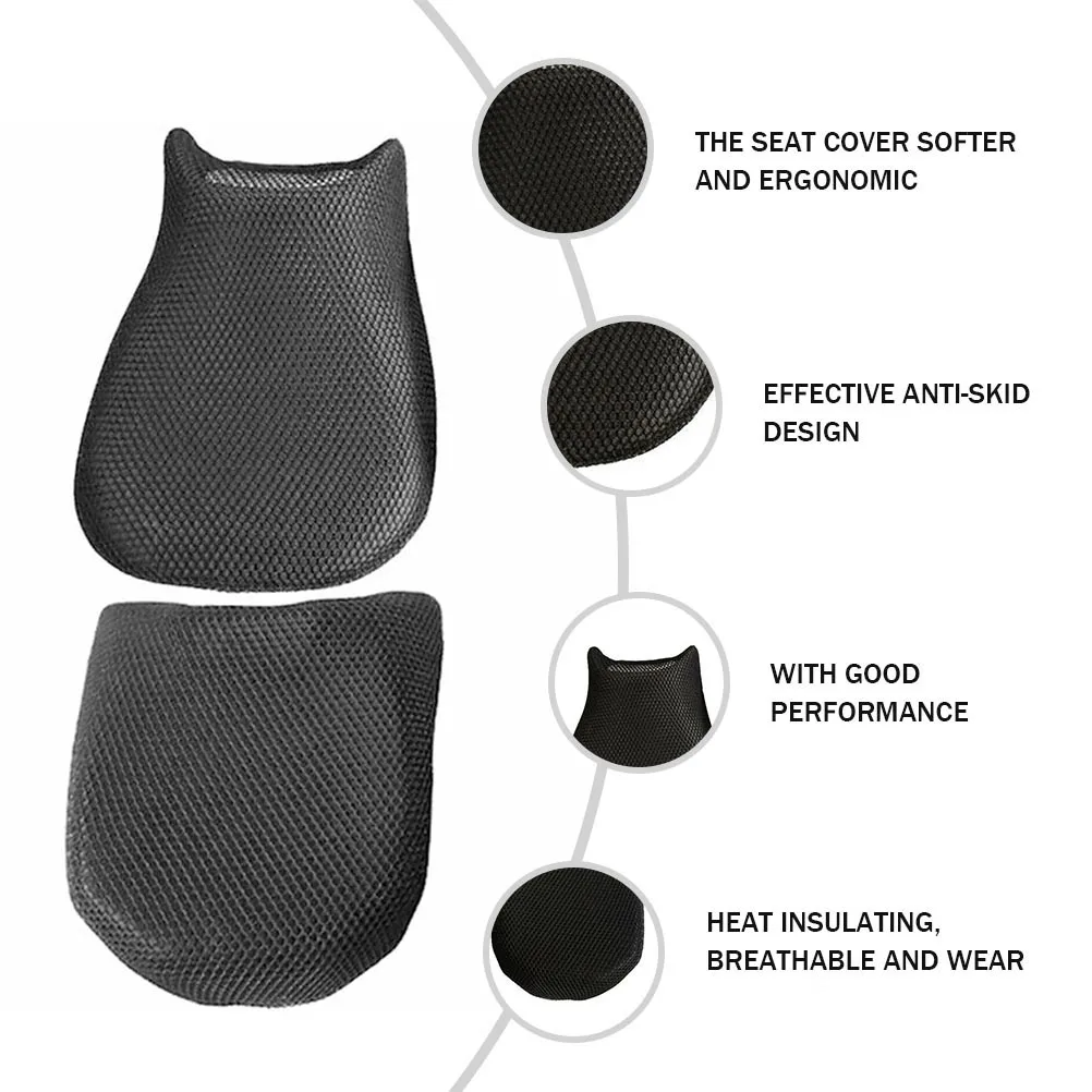 

2 Motorcycle Seat Cover Protector Sunscreen Polyester Fiber Universal Heat Insulation Covers Cushion Net Practical Gift