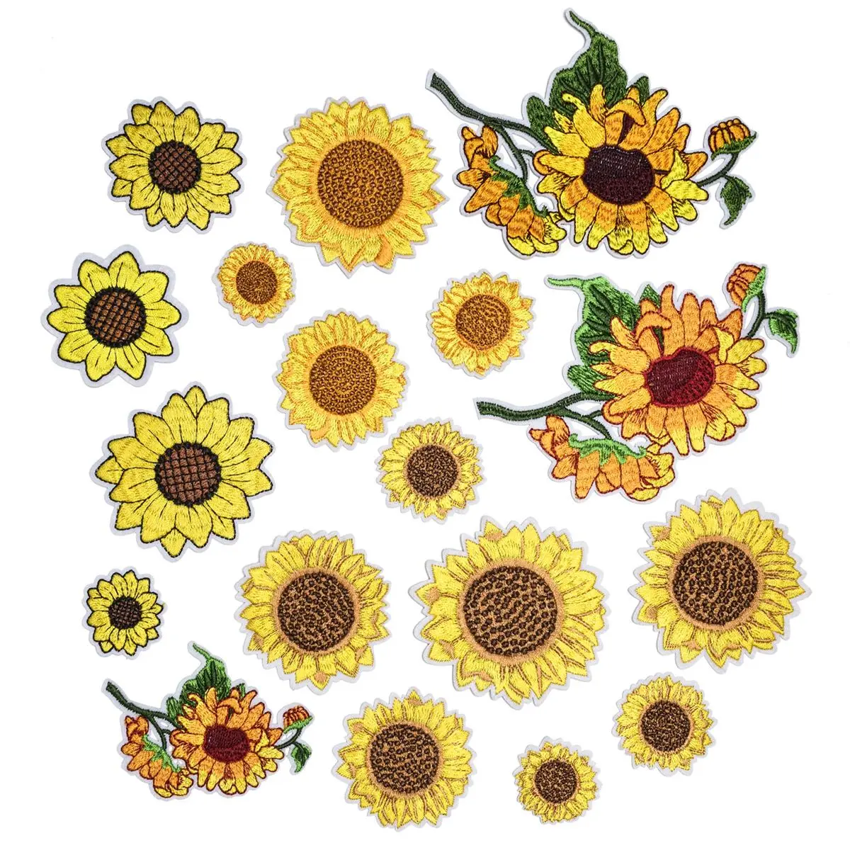 

18Pcs/set Sunflower Series For Clothes Iron on Embroidered Patches For Hat Jeans Sticker Sew-on DIY Patch Applique decor Badge