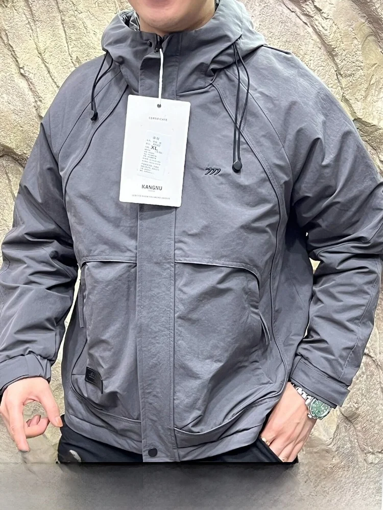 

Outdoor ex Loose Fit Hooded Cotton Jaet Windproof Waterproof Quilted Lattice Design Autumn Winter Faionable Casual Coat