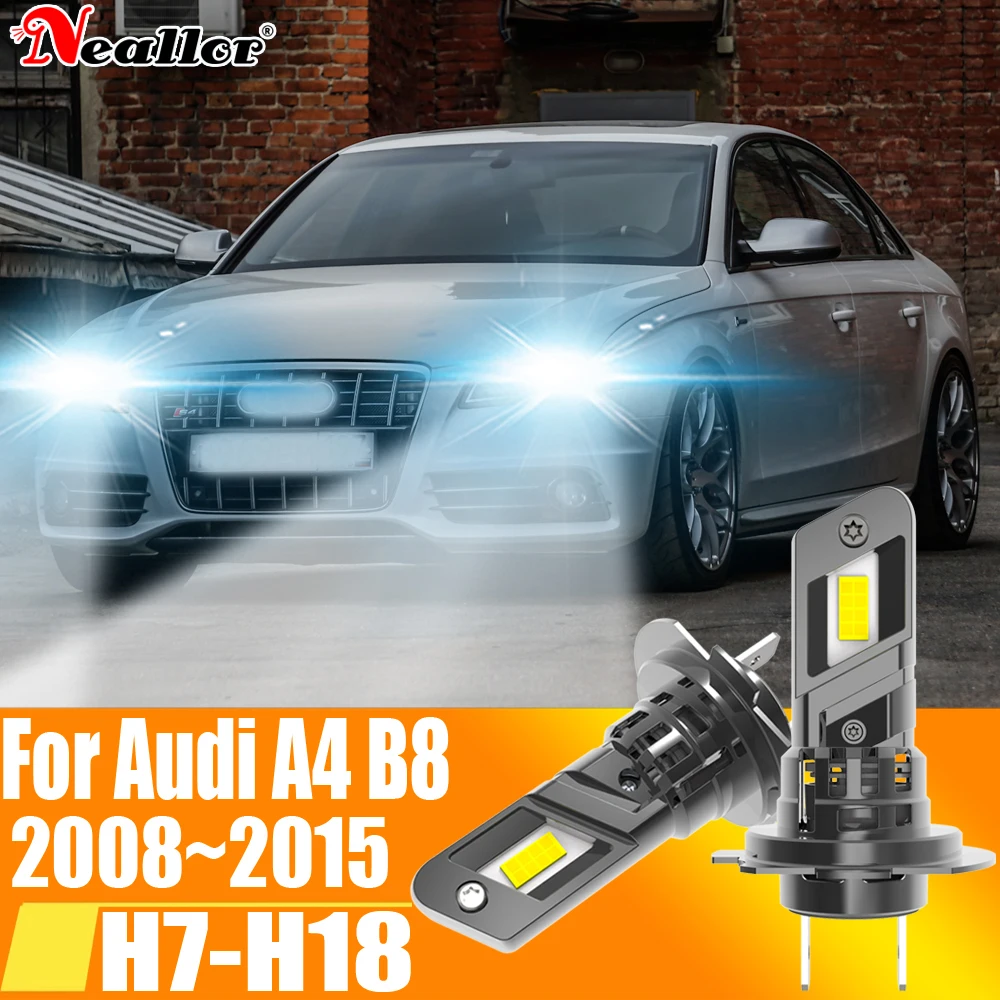 2pcs High Power H7 Led Headlight Canbus No Error H18 Car Bulb 6000K White Light Moto Diode Lamp 12v 55w For Audi A4 B8 2008~2015