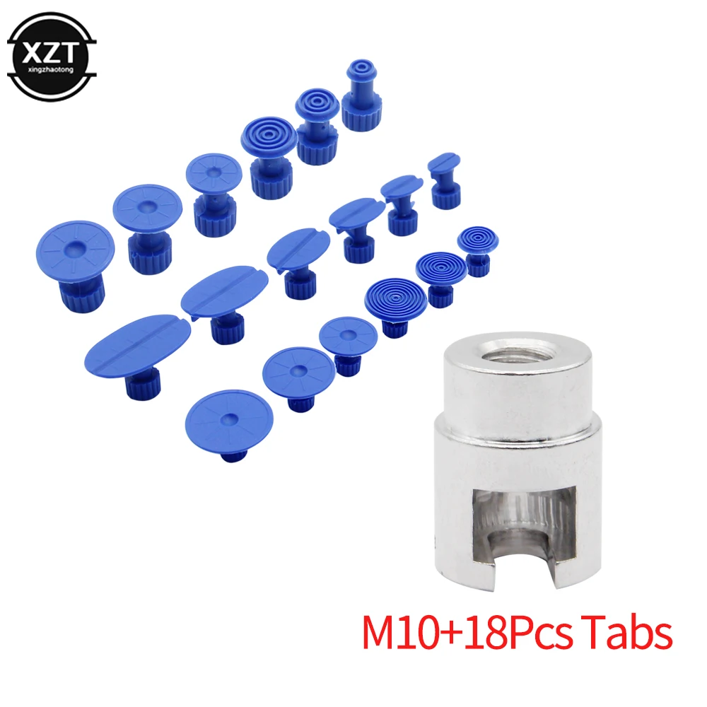 Car Dent Repair Puller Head Aluminum Alloy Screw M10/M12 18pcs Slide Hammer and Pulling Tab Glue Tabs