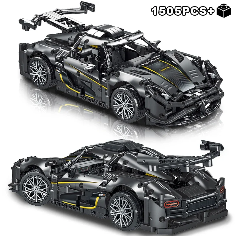Technical Black Race Car Building Blocks Creative Assembly Bricks Educational DIY tabletop decoration Birthday Christmas Gifts
