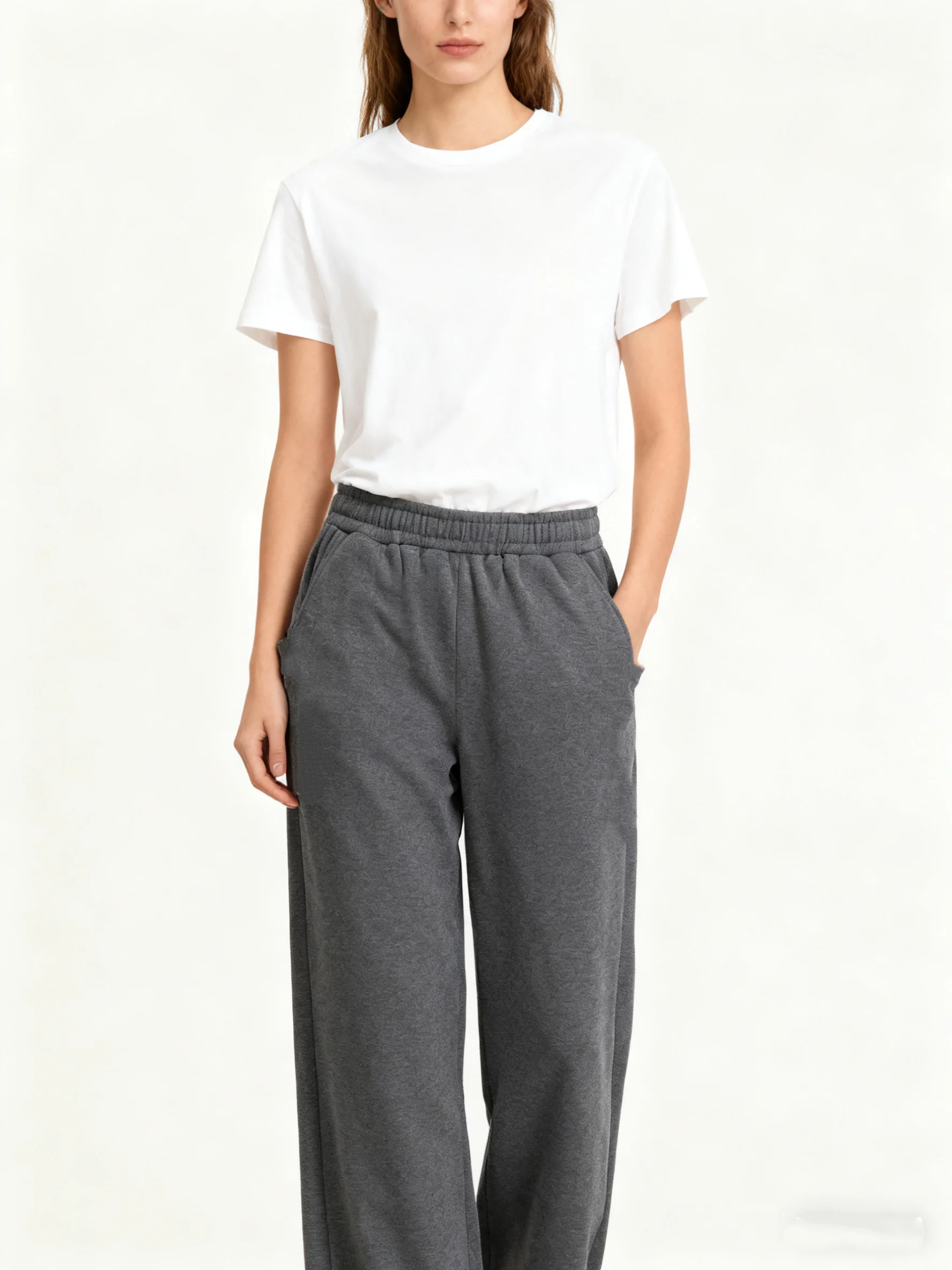 

Женские спортивные брюки оверсайз для весны и осени 2026, однотонные, модные, повседневные, свободные, для полных женщин