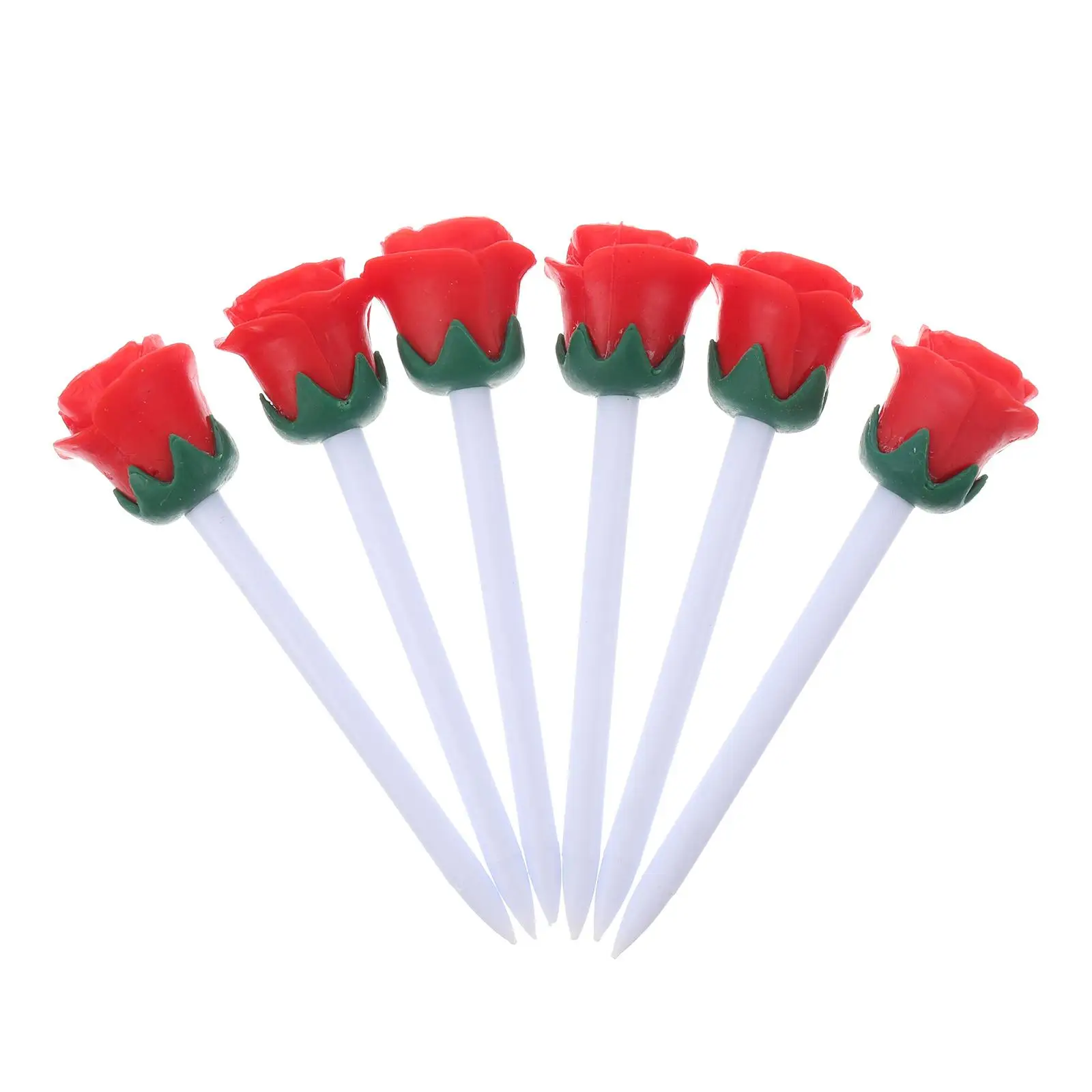 

6 Pcs Rose Nail Golf Tees Colored Plastic Durable Professional Training Tool Ball Rack For Golfs Accessories Supplies