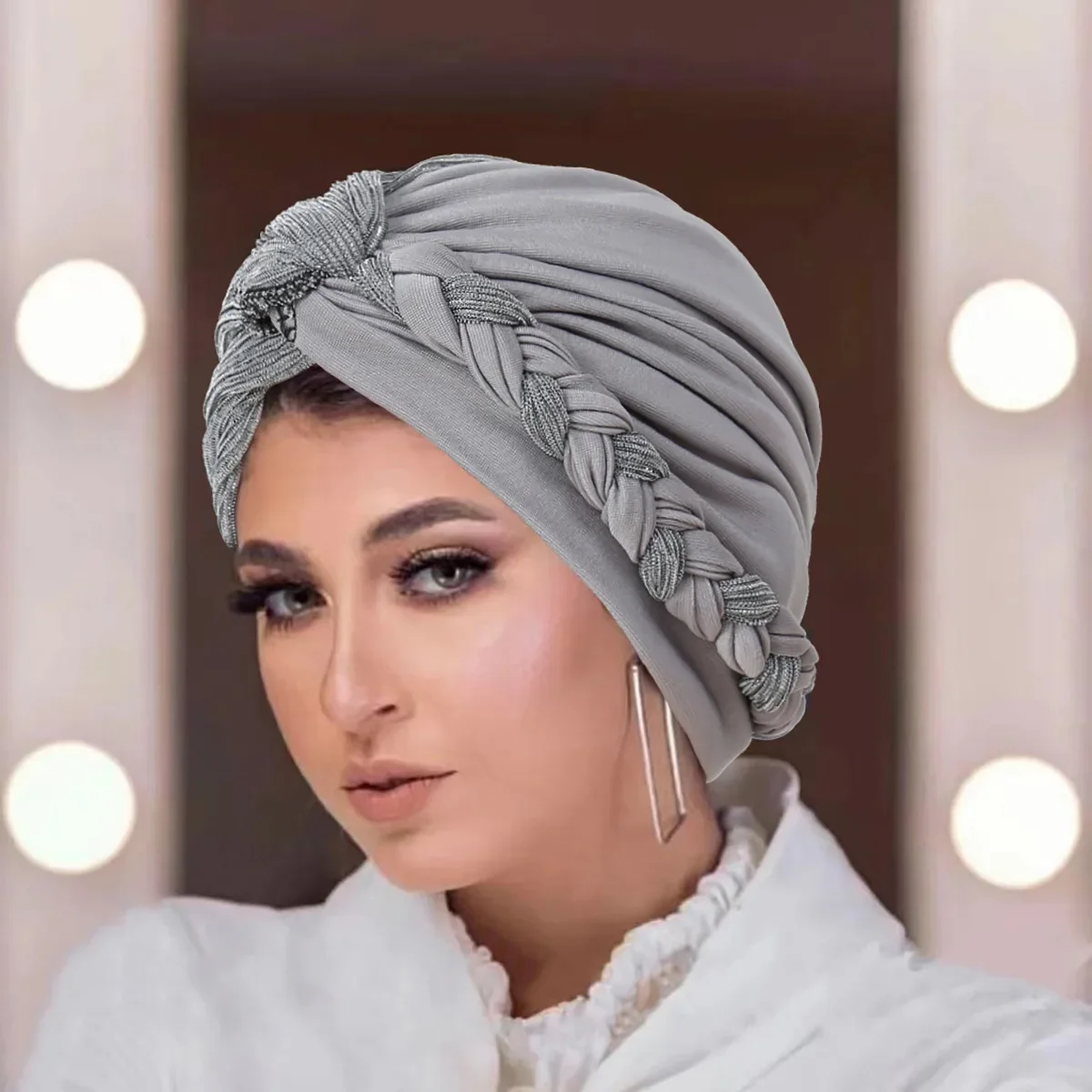 الضفائر عمامة باندانا قبعة للنساء مسلم الحجاب الإسلامي رئيس التفاف فقدان الشعر الكيماوي غطاء الحجاب بونيه بيني Turbante Mujer