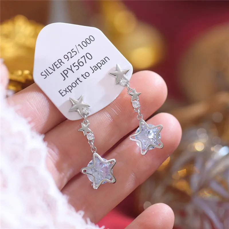 Little Star Inlaid Zirconia Cubic Zirconia Women's Silver Plated Pendant Fashion Ladies Jewelry 2023 New Style Stud Earrings image 4