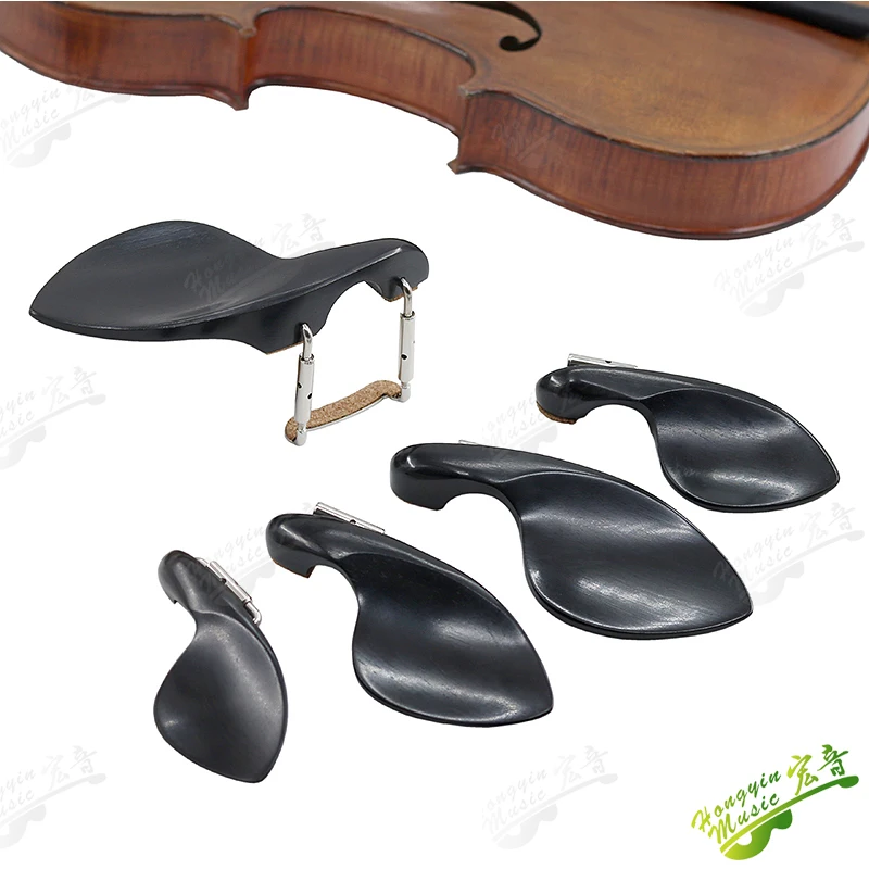 1/8 to 4/4 Violin Chinrest With Metal Clamp Screw Bracket Cork, Ebony ,Violin Chin Rest installed Hareware 3/4 1/2