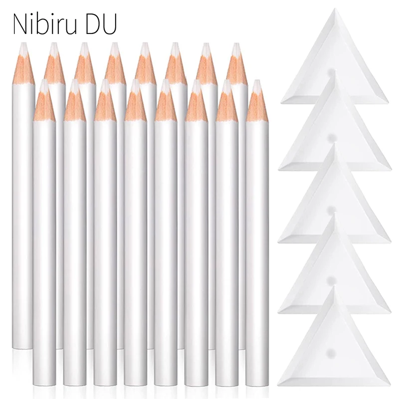 PINCEF-Crayon à pointiller avec biscuits blancs, séparateur de perles triangulaires, stylo d'avertissement en cristal, outils de pointage pour nail art, 20/5 pièces