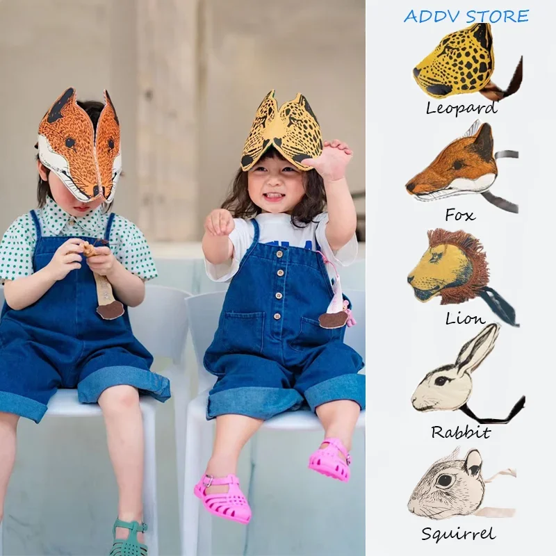 Kids Handmade Rabbit Headband Sen Vintage Forest Animal Headwear DIY Mask Funny Masquerade Party Dress Up Props