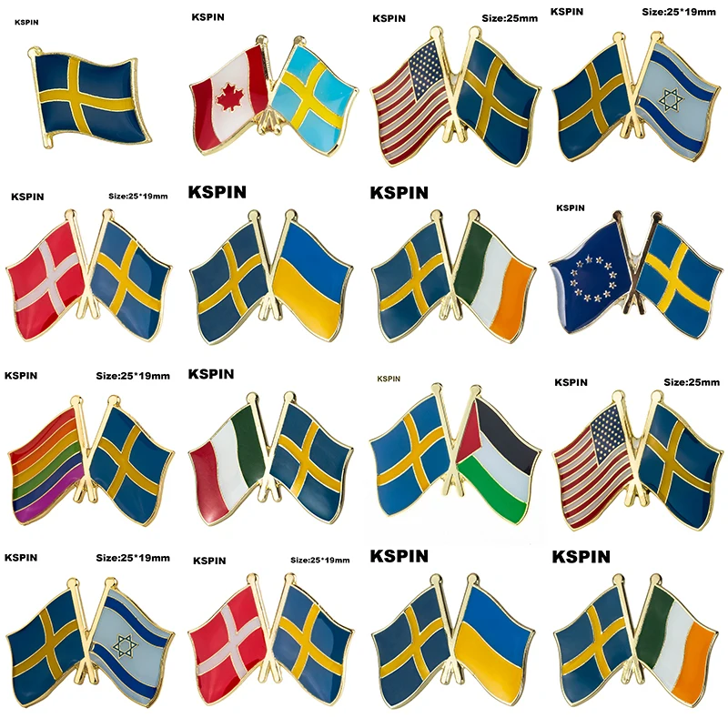 10pcs a lot Sweden Flag Laple Pin Badge Brooch