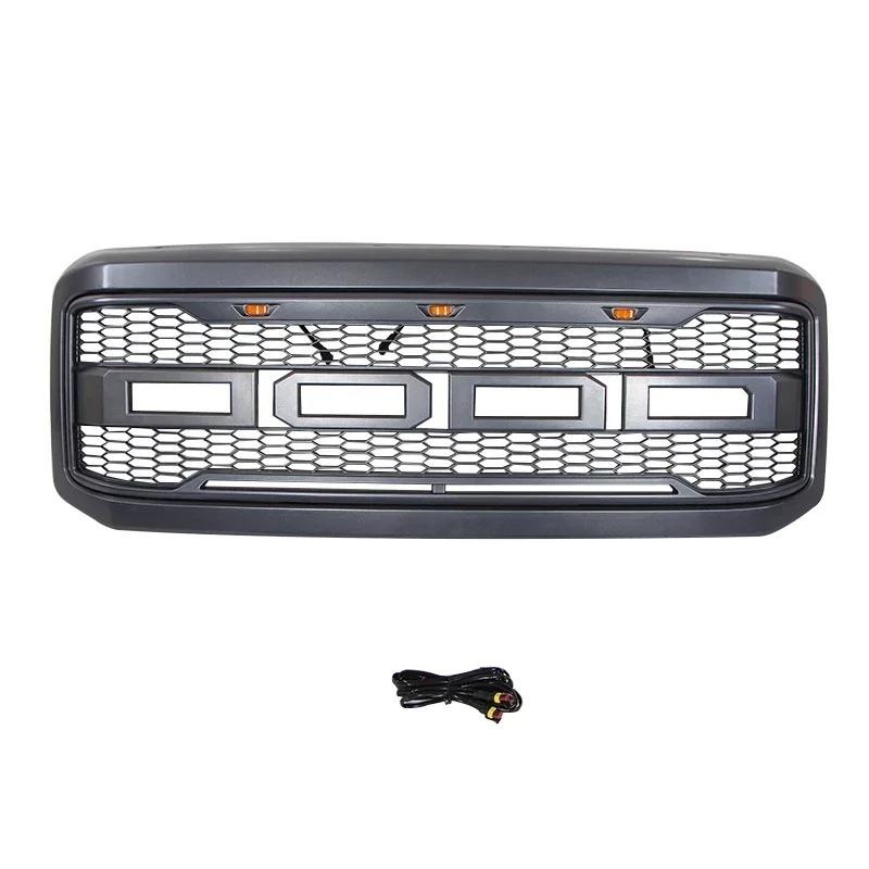 Front Bumper Grills With Amber LED Lights Raptor Style Racing Grill  Car Grille Modified Fit For FORD F250 F350 2005 2006 2007