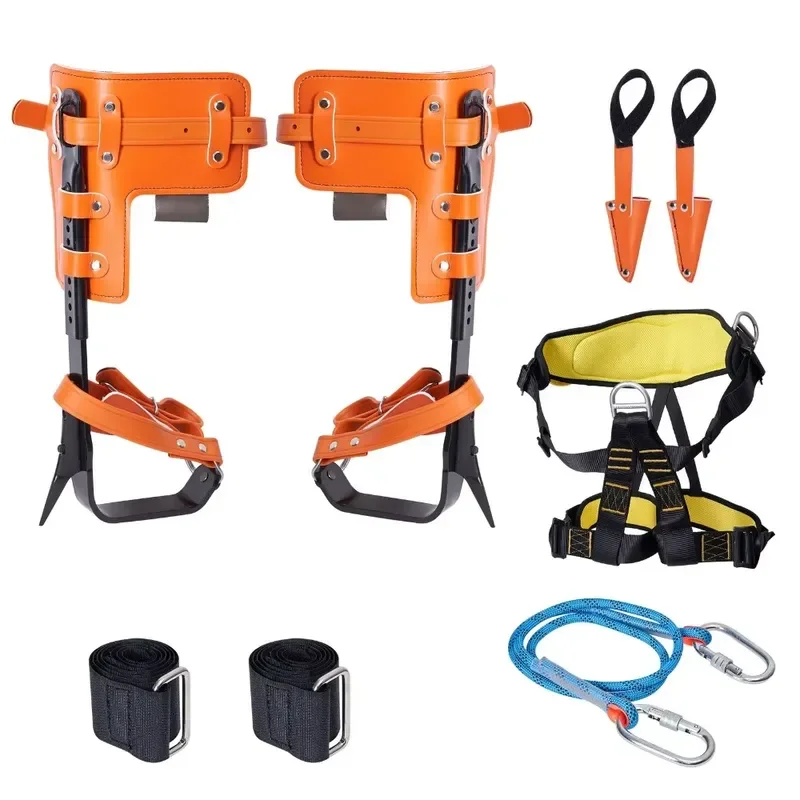 Heavy Duty Alloy Steel Tree Climbing Spikes Set with Safety Rope and Belt for Arborists 350 lbs Load Capacity Professional