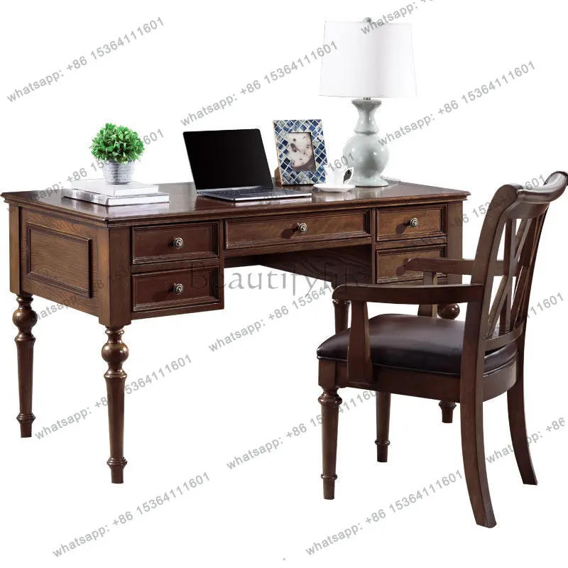 

American all-solid wood small apartment study desk computer desk