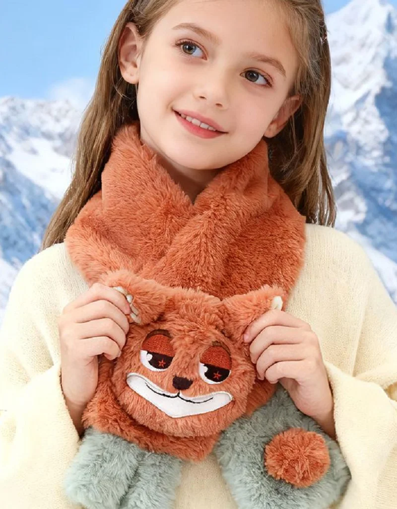 Zootopia Judy e Nick Sciarpa per bambini Neonati e ragazze Scaldacollo caldo per cartoni animati Accessorio di moda carino per bambini