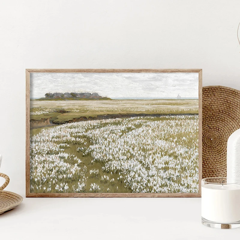 Bed of Poppies Print Vintage Wildflower Field Landscape Oil Painting Canvas Posters Spring Meadow Prints Farmhouse Wall Decor
