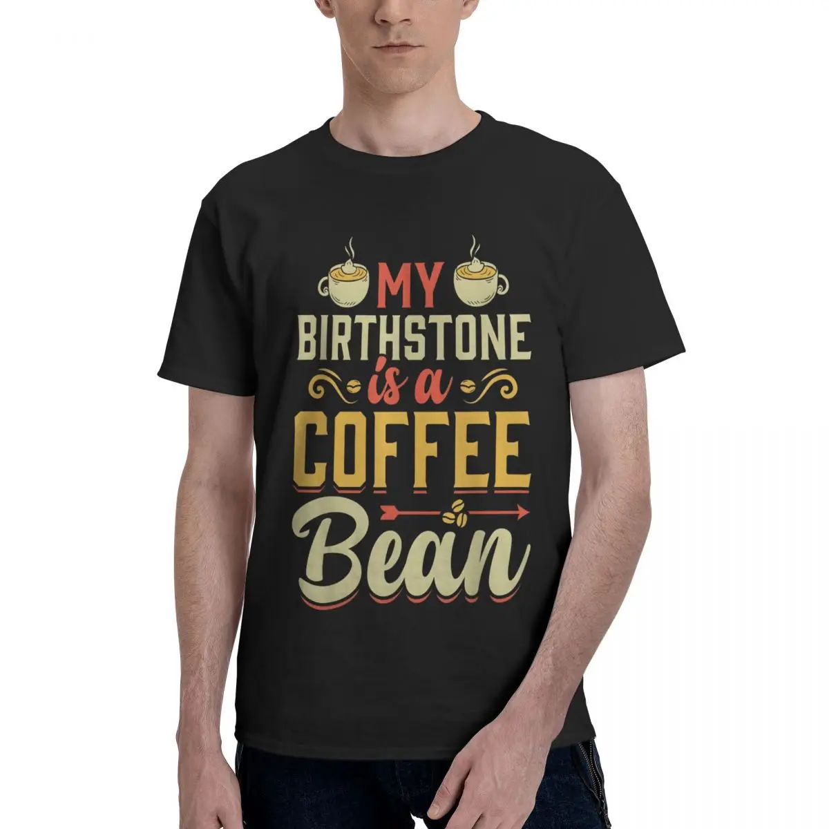 Coffee Lover's Birthstone Bean Campaign Title Casual Graphic Top tee Vintage Activity competition USA Size