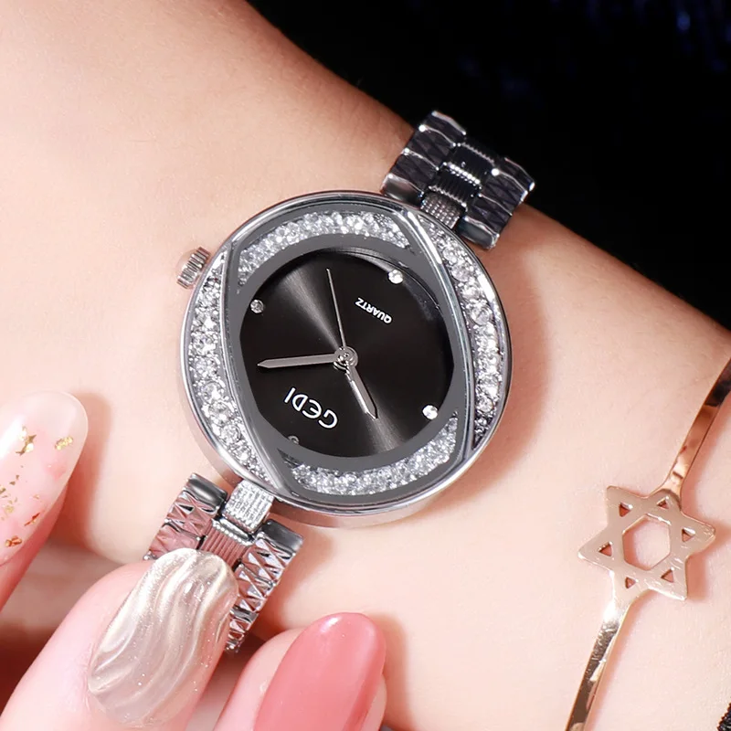 GEDI Fashion Women Quartz  Watch Steel StrapUltra-thin Student Wristwatch  Waterproof Diamond Dial Holiday Gift Reloj Hombre