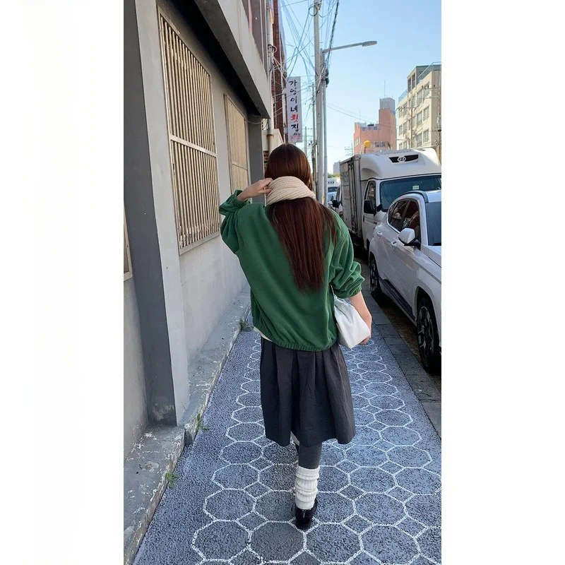 

Gray A-Line Skirt Women's Casual Commute Spring Season Korean Style Half-length Skirts Adjustable Loose Fit City Commute