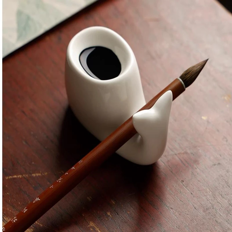 

1pc Ceramic Whale Shape Inkstone Multifunction Ink Pond,Pen Rest,Brush Ink Calligraphy Painting Tool