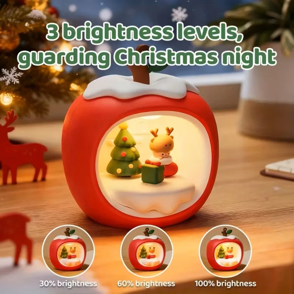 مصباح ديكور سطح المكتب ذكي يعمل باللمس على شكل تفاحة، إضاءة داخلية محيطة تعمل بالبطارية، مصباح طاولة محمول هدايا عيد الميلاد #5