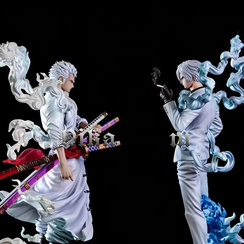 

28cm One Piece Nika Sanji Nika Zoro Anime Figure Two Headed Statue With Base Pvc Collectible Model Toy Desktop Ornament Boy Gift