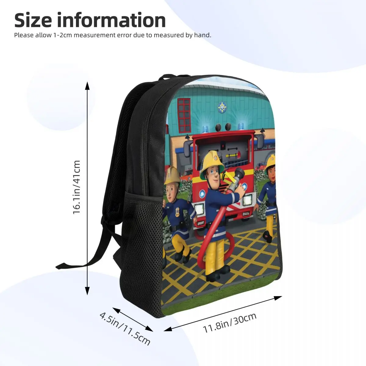 Custom Fireman Sam Travel Backpack Men Women School Laptop Bookbag Cartoon Firefighter College Student Daypack Bags