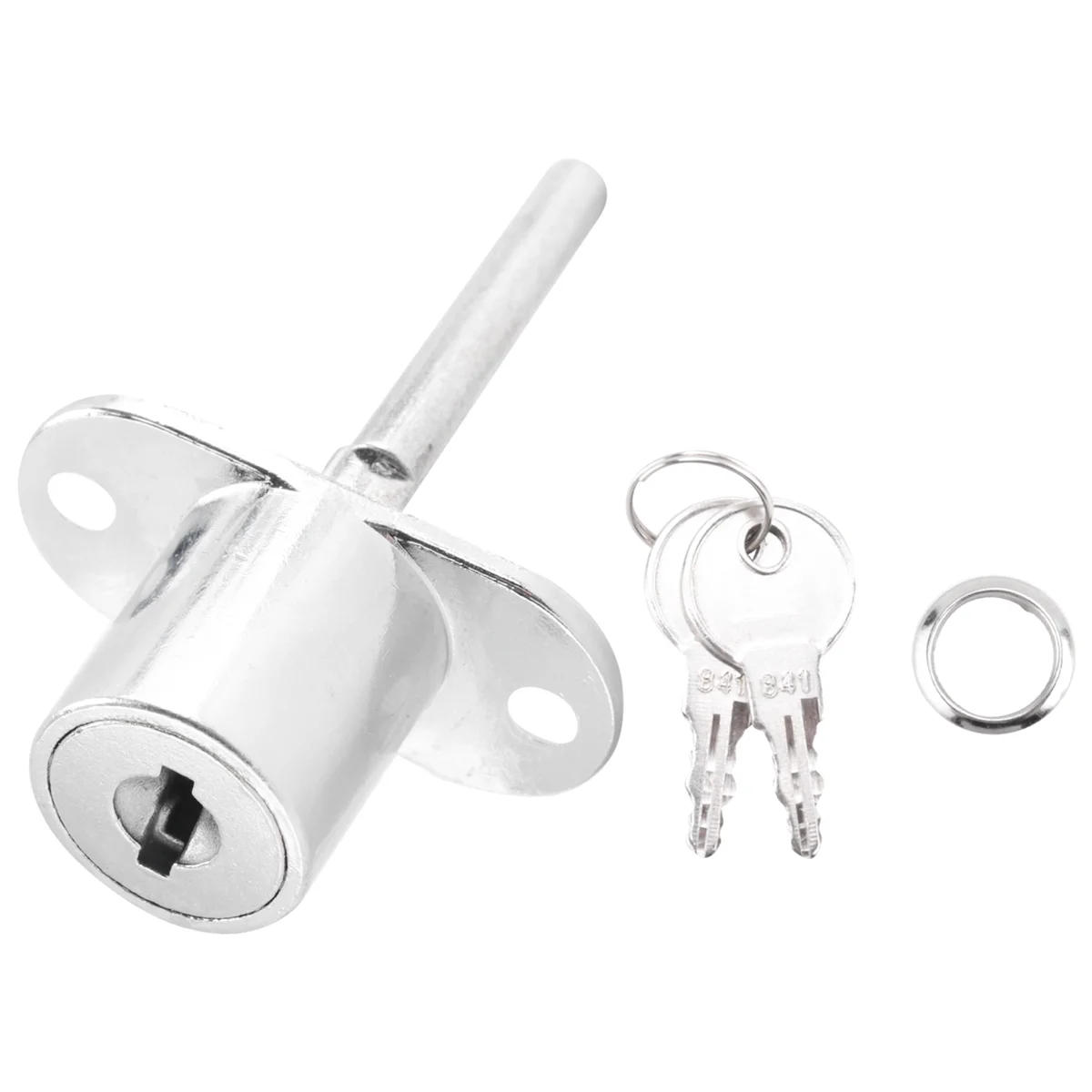 ELBA_19mm Cylinder Head Diameter Silver Tone Metal Drawer Plunger Lock