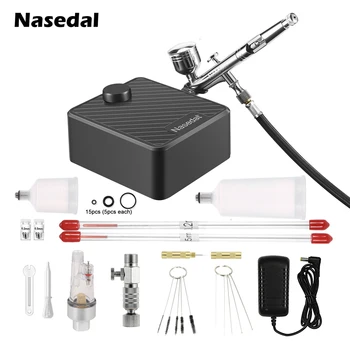 Nasedal Airbrush Auto Stop Air Compressor Kit Upgraded 40 PSI Dual-Action Airbrush for…