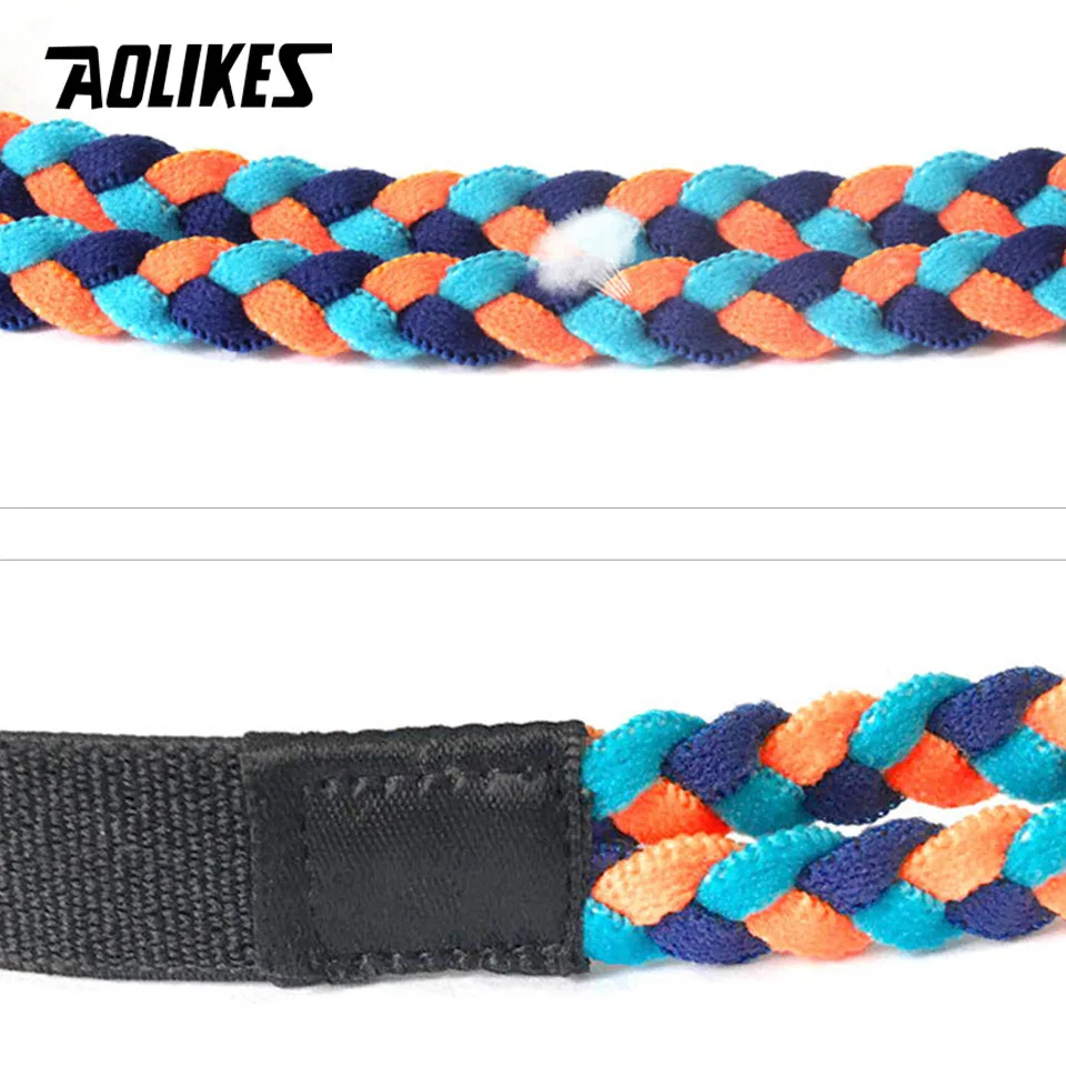 AOLIKES 1PCS Weave Elastic Yoga Sweatband For Women Men Running Hair Bands Fitness Sweat Bands Sport Silicone antiskid Headband