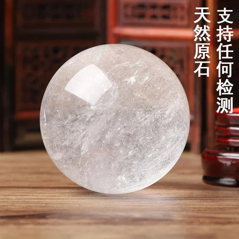 Natural white crystal ball ornaments, white porch, living room, home, raw stone polishing, support identification, gift factory