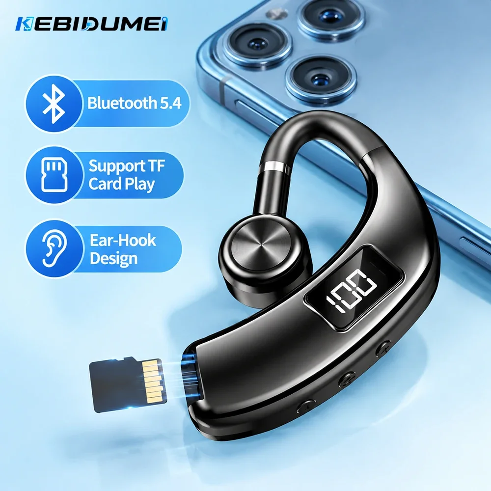KEBIDUMEI Bluetooth 5.4 Earphone 180 Rotation Ear Hook Headphone Support TF Card Play Noise Cancelling Earbud Wireless Headset