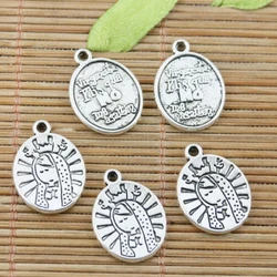 30PCS 19*15mm Hole 1.7mm TIBETAN SILVER Tone Oval Shape NO and Girl Pattern Charms EF2421 Charms for Jewelry Making