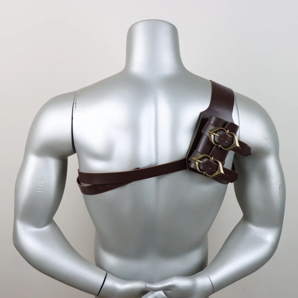 Medieval Adjustable Leather Scabbard with Sword - Brown Faux Leather Back Sword Belt Buckle Attachment for Role Play Accessories