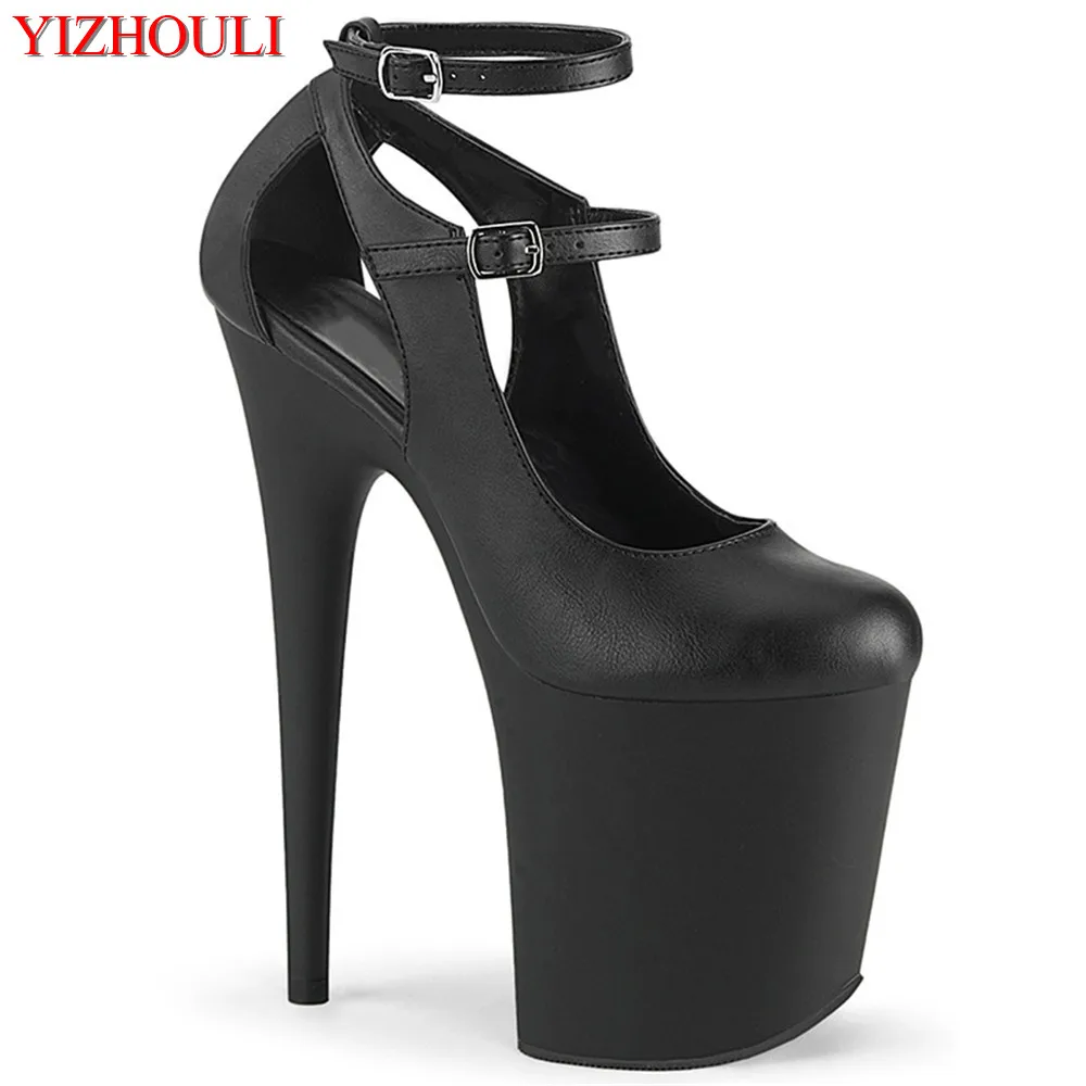 

20cm nightclub pole dancing shoes, round head buckle sky high waterproof platform European and American catwalk dance shoes