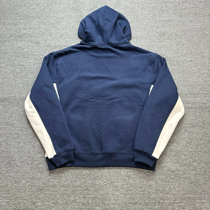 27FW High Quality Cotton Logo Embroidery Hoodie Hooded Men Women Black Blue Color Blocking Patchwork Pullovers