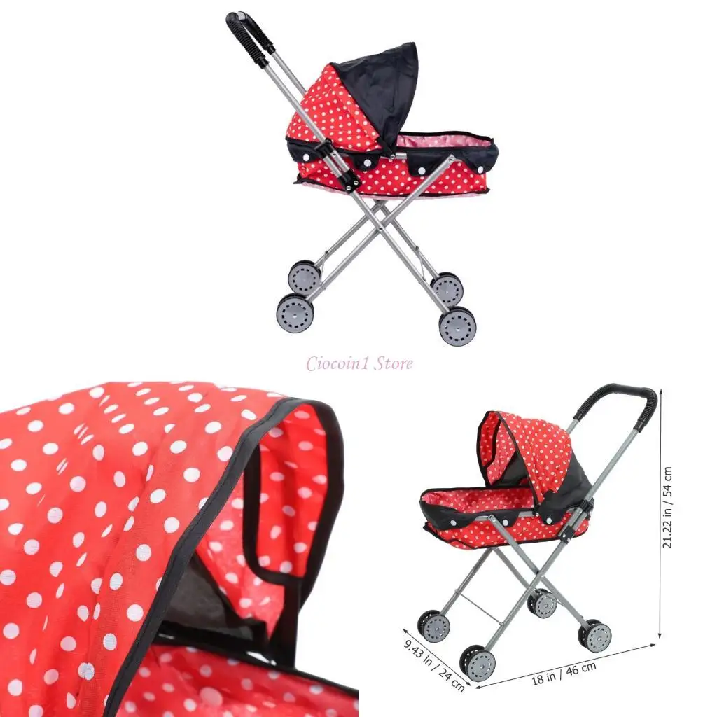 

Y1UB Kids Pretend Play Doll Toy Cart Stroller with Portable Design and Sturdy Iron Construction