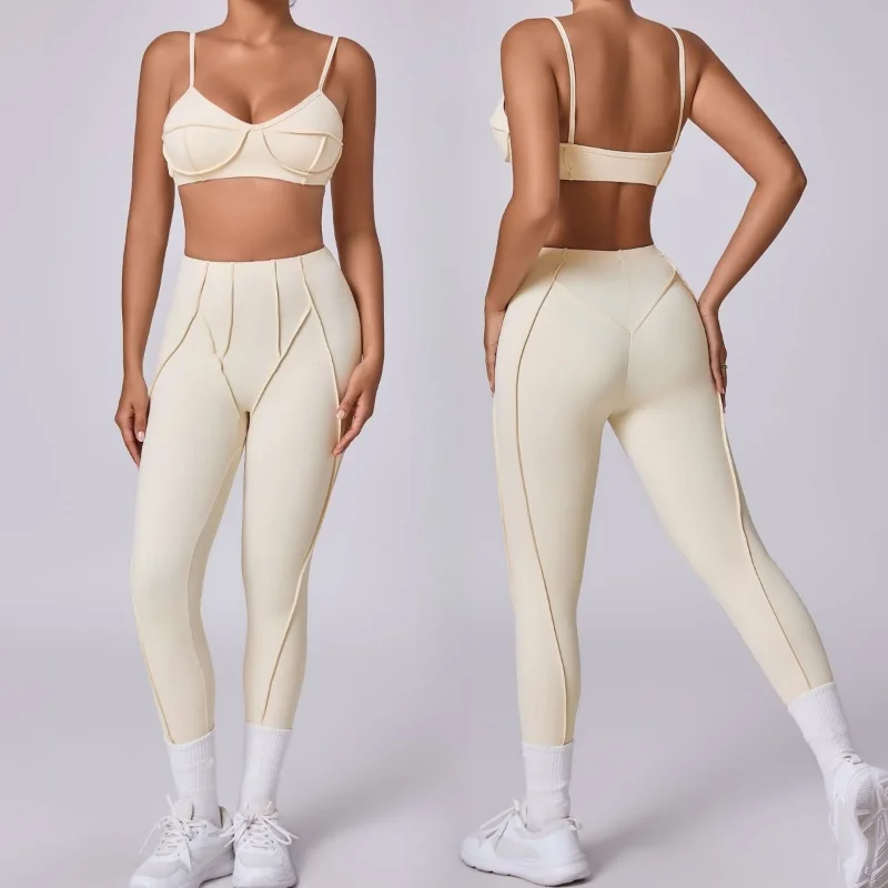Seamless Yoga Set Sports Fitness Peach Hip High Waisted Quick Drying Sports Bra Suit Outdoor Workout Clothing Gym Suit for Women image 5