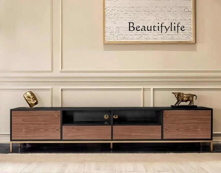 Light luxury TV cabinet Italian minimalist audio-visual cabinet Living room paint floor storage can be customized fashion