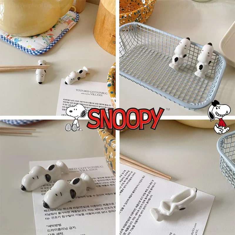 Snoopy Chopstick Holder Cute Chop Stick Stand Ceramic Chopsticks Rest for Home Restaurant Dining Table Accessories Supplies Gift