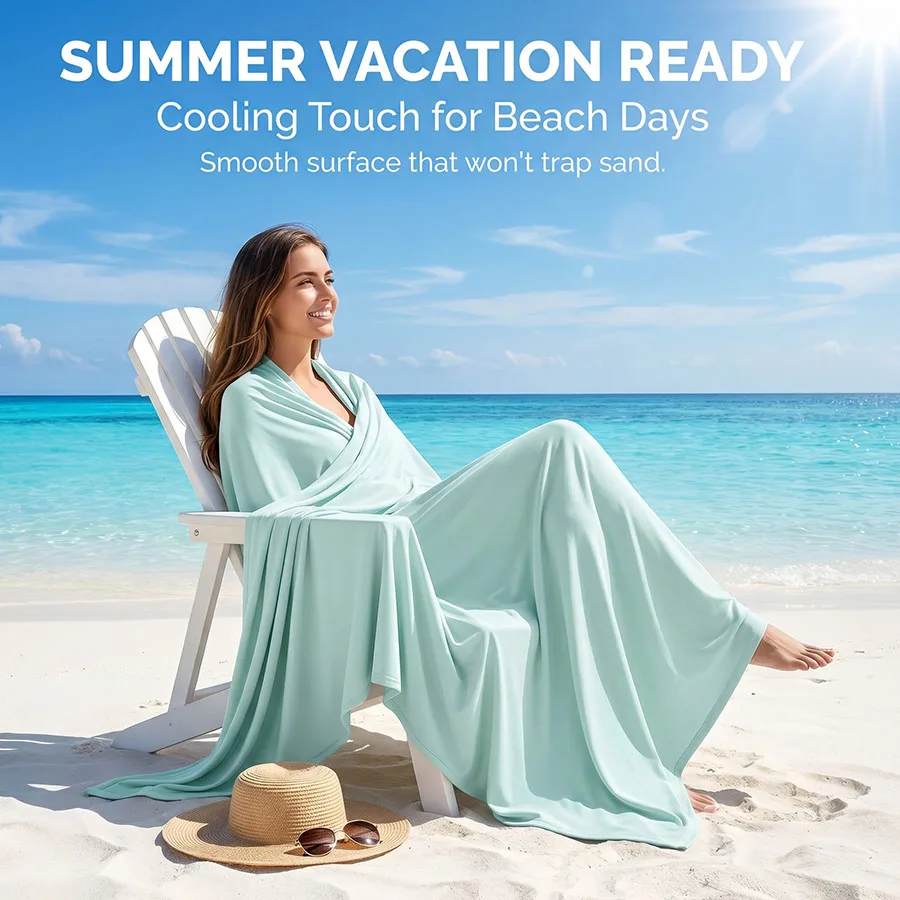 1pc Summer Ice Silk Cooling Blanket Lightweight Breathable Multi-functional Cooling Bed Blanket Multiple Colors for Home Hotel