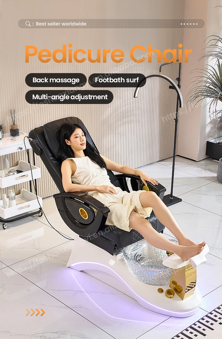 

Luxury Nail Salon Electric Massage Reclining Manicure Foot Care Station Pedicure Chair