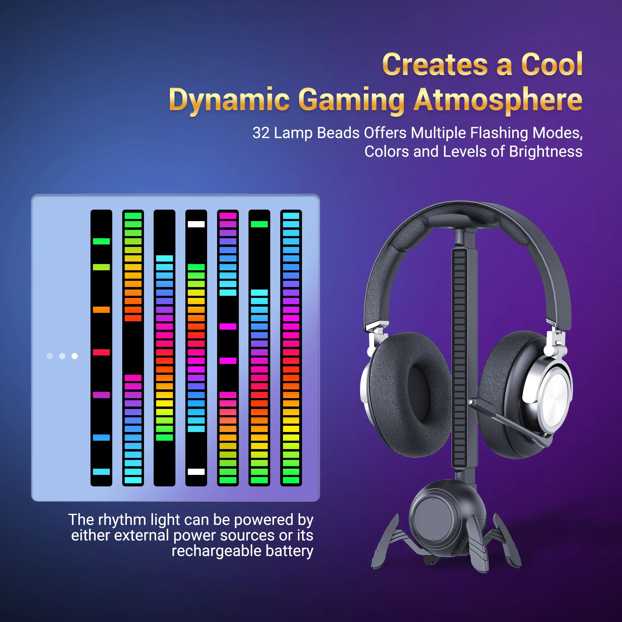 Настольная подставка-держатель для наушников, RGB-подсветка