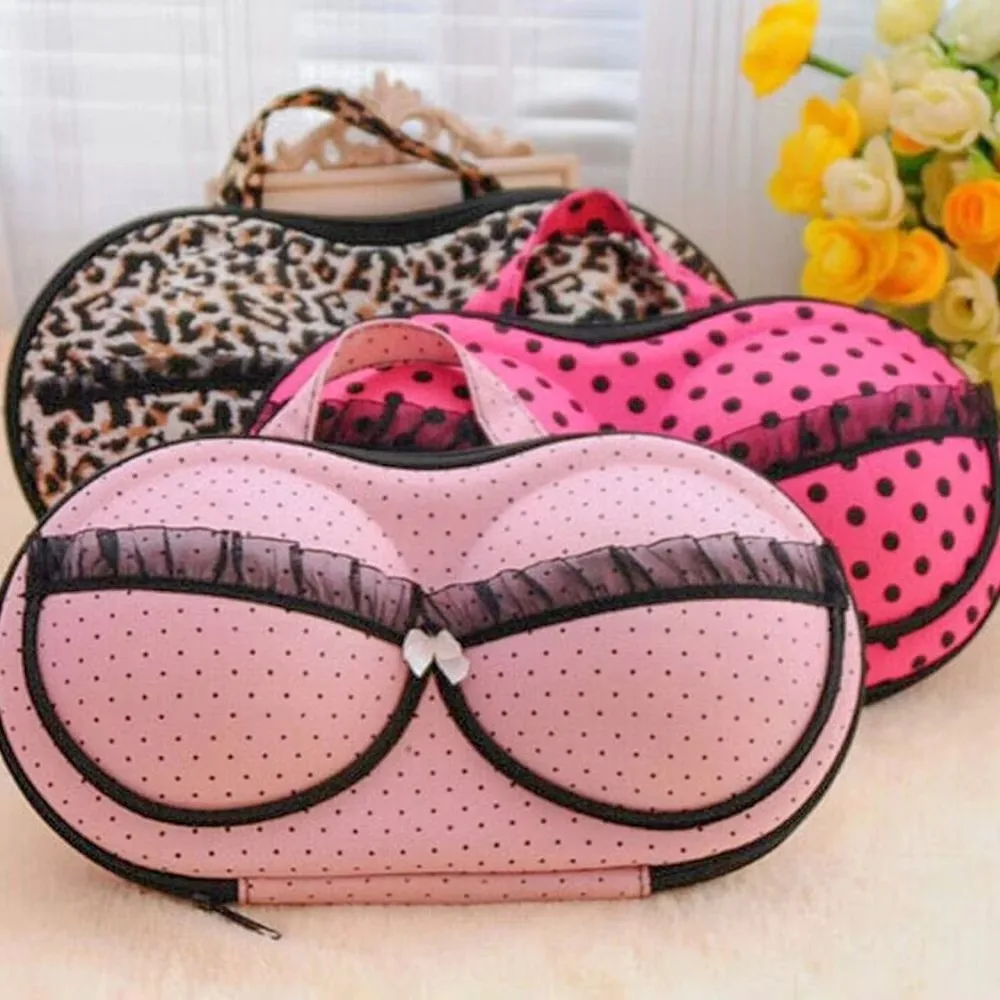 Trendy Hard Shell Bra Storage Box Anti-Deformation EVA Lingerie Organizer With Zipper With Handle Storage Case Home Storage
