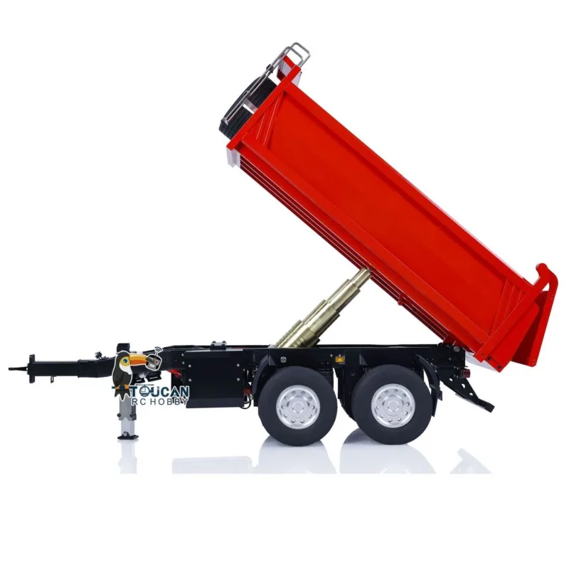 

Toys Metal LESU 1/14 RC 2-axle Trailer Hydraulic Self-dumping Full Trailers with LED Lights for Tractor Truck DIY Model THZH1771