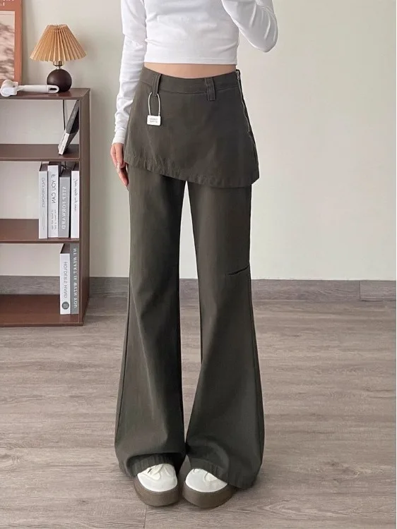 

plus Size Women's Micro Flare Denim Pants High Waist Trousers for Autumn Winter Vintage Loose Slimming Design Workwear