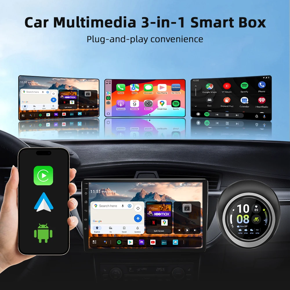 Touchscreens Wireless CarPlay Adapter Android Auto Smart AI Box Wifi Car Android13 Youtube Netflix Multimedia Usb