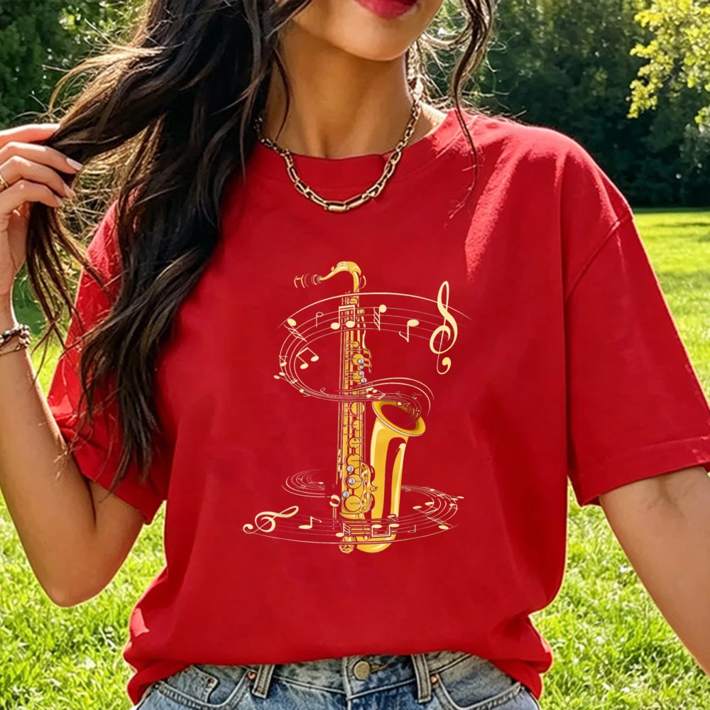 Music Notes Treble Clef Saxophonist Jazz Musician Saxophone T-Shirt Minimalist Saxophone Twisted Music Notes Graphic Men's Tees